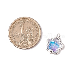 合金とガラスのペンダント7個  花  17.5x14x3.5mm  穴：1.8mm&nbsp;PALLOY-JF03366-01