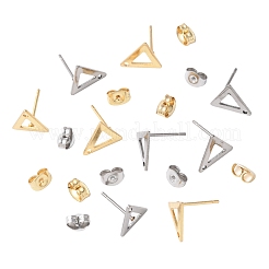 16 шт. 2 цвета 201 нержавеющая сталь фурнитура для сережек-гвоздиков с отверстием EJEW-FS0001-17