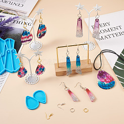 4шт 4 Молды для подвески в виде треугольника и капли из силикона&nbsp;DIY-BG0001-67