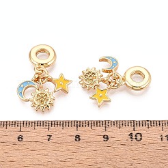 Европейские подвески-шармы из латуни с микропаве из прозрачных кубических цирконий и эмали KK-T079-73G