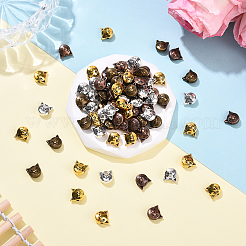 80 шт. 4-х цветные бусины в тибетском стиле из сплава в виде котенка&nbsp;TIBEP-YW0002-20