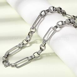 304ステンレススチールリンクチェーンブレスレット＆ネックレスジュエリーセット  カニカン付き  ステンレス鋼色  600mm&nbsp;SJEW-L199-09P