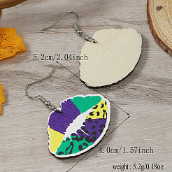 Boucles d'oreilles pendantes en plumes de bois pour fête de carnaval&nbsp;KF5702-2
