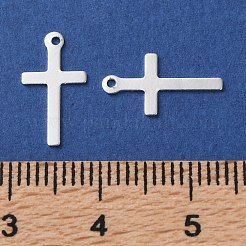 真鍮チャーム  カドミウムフリー＆鉛フリー  クロスチャーム  925銀メッキ  13.5x7x0.5mm  穴：0.8mm&nbsp;LS-KK-F880-05S-03