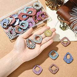 40 шт. подвески из липы с принтом в двух стилях&nbsp;WOOD-CJ0002-48