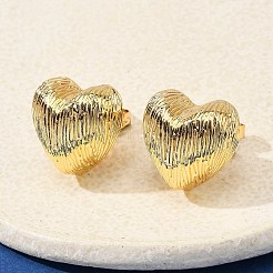 Латунные серьги-гвоздики в форме сердца EJEW-F389-22G