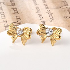 Boucles d'oreilles à tige en acier inoxydable 304 micro pavé de zircones cubiques transparentes&nbsp;EJEW-I318-01G-01