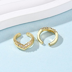 Серьги-каффы в форме буквы С с микропаве из прозрачного кубического циркония из латуни&nbsp;EJEW-D328-09G-03