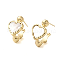 Orecchini a bottone con cuore di conchiglia&nbsp;EJEW-K287-01G-B