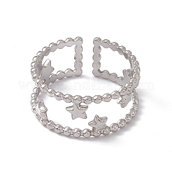 Bague manchette ouverte à double ligne en acier inoxydable 304 anti-ternissement pour femme&nbsp;RJEW-C045-24P