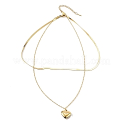 Двухслойные ожерелья в форме сердца из нержавеющей стали 304 для женщин NJEW-V012-02G