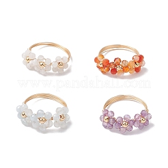 天然宝石リング4個  花  花：9x22mm  内径：18mm&nbsp;RJEW-TA00198