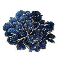 Tessuti in poliestere con motivo a peonia panno da ricamo computerizzato cucito su toppe&nbsp;PATC-WH0009-10