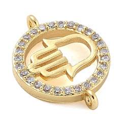 Стойка покрытие латунь микропаве прозрачный кубический цирконий плоский круглый с хамсой разъем для руки подвески&nbsp;KK-A234-039G