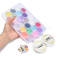 DIYレタービーズネックレスブレスレットメイキングキット  丸いガラスシードビーズを含む  abs プラスチック イミテーション パール & & アクリル & ポリマークレイ ディスク ビーズ  ミックスカラー  ビーズ: 5175/箱&nbsp;DIY-YW0006-13