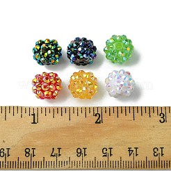 30шт 6 цвета смоляные бусины со стразами RESI-FS0001-64