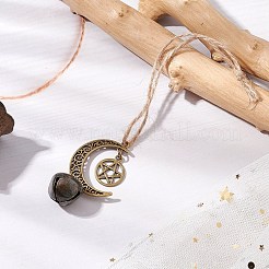 Pendentif lune en alliage avec décoration en forme d'étoile&nbsp;HJEW-JM02415-03