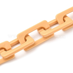 手作りの不透明なアクリルクロスチェーン  溶接されていない  小麦  43.5x23x4mm  約39.37インチ（1m）/連&nbsp;AJEW-JB00766-02
