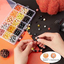 Строковые и обжиговые стеклянные бусины в нитях&nbsp;GLAA-PH0001-03-8mm