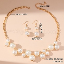 Комплекты ожерелий и серег с подвесками из сплава и круглого пластикового жемчуга FS-WGB7CD7-01