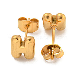 Pendientes de botón de acero inoxidable 304 con letras grandes para mujer&nbsp;LS-EJEW-G386-01H-G