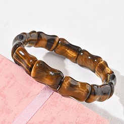 Stretch-Armbänder aus Bambus mit natürlichen Tigeraugenperlen für Damen und Herren&nbsp;BJEW-K304-01K