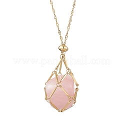 304 нержавеющая сталь пустой макраме мешочек кулон сингапурская цепочка ожерелье изготовление NJEW-JN05283-02