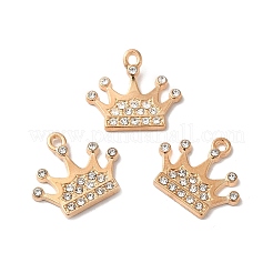 合金ラインストーンペンダント  クラウンチャーム  ライトゴールド  16.5x18.5x2.5mm  穴：1.6mm&nbsp;ALRI-Q236-07LG