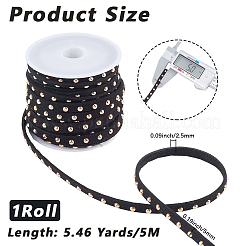 フェイクスエードコード 1 ロール  シルバートーン合金リベット  パンクロックジュエリーには  ゴールドカラー  5x2.5mm  約5.46ヤード（5m）/ロール&nbsp;LW-CL0001-07B
