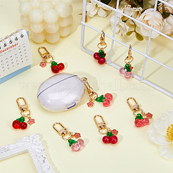 8 pendentif décoratif en alliage émaillé en résine de cerisier et fleur&nbsp;HJEW-DC00032