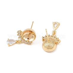 Фурнитура для сережек-гвоздиков в форме капли с микропаве из прозрачных кубических цирконий из латуни KK-H524-07G