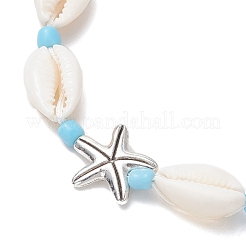 Браслеты из бисера с подвесками из натуральной ракушки каури и сплава для женщин&nbsp;BJEW-JB11905