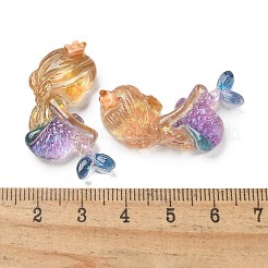 樹脂カボション  スパンコール入り  人魚  紫色のメディア  32.5x22x7mm&nbsp;RESI-R456-03B