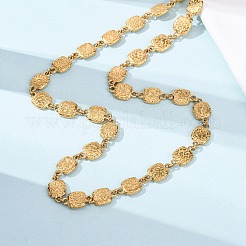 Женские ожерелья из текстурированной квадратной цепочки из нержавеющей стали 304&nbsp;NJEW-K299-02G