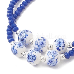 Многорядные браслеты из стекла и фарфора с цветочным принтом ручной работы&nbsp;BJEW-JB12975