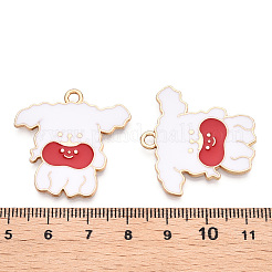 合金エナメルチャーム  カドミウムフリー＆鉛フリー  犬  ライトゴールド  ホワイト  30x30x1.5mm  穴：2mm&nbsp;ENAM-T011-35KC-RS