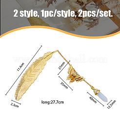2 шт. 2 стильные закладки из перьев из сплава AJEW-PH01497