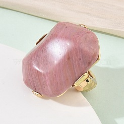 Fingerringe aus natürlichem Rhodochrosit und einer Legierung für Damen&nbsp;RJEW-G375-01G-04