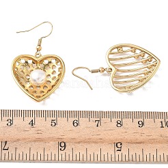 Серьги-подвески в форме сердца из нержавеющей стали 304 с акриловым искусственным жемчугом EJEW-B156-09G