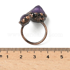 天然アメジストリング  赤銅真鍮カフリング  18mm&nbsp;RJEW-B122-04R-06
