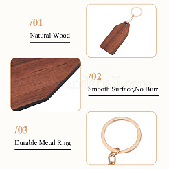 Porte-clés pendentifs en bois de noyer&nbsp;KEYC-TAC0034-06E