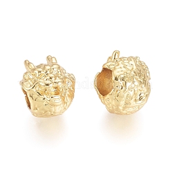 合金ヨーロピアンビーズ  大穴ビーズ  長持ちメッキ  竜の頭  ゴールドカラー  12.5x10.5x11mm  穴：5mm&nbsp;PALLOY-G261-03G