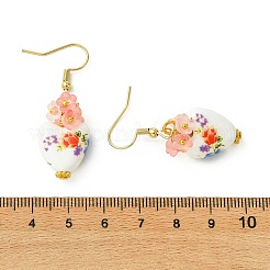 Boucles d'oreilles pendantes en perles de porcelaine et acrylique faites à la main pour femmes&nbsp;EJEW-JE07329