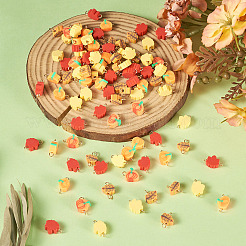 100 Stück Herbstmotiv handgemachte Polymer Clay Verbinder Charms&nbsp;PALLOY-TAC0251