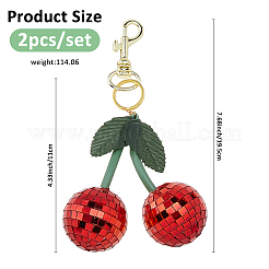 Colgante de cereza con bola de discoteca y espejo para mascotas de vidrio&nbsp;HJEW-FH00111