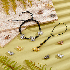 80 шт. 4-х цветные бусины в тибетском стиле из сплава в виде котенка TIBEB-PH0005-15