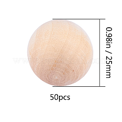 Boule ronde en bois naturel&nbsp;WOOD-GF0001-12-25mm