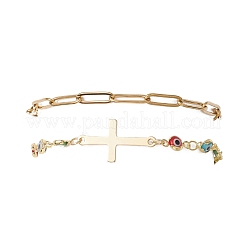 Цепочка-скрепка из нержавеющей стали 304 и цепочка-лэмпворк ручной работы с элементами сглаза BJEW-JB12451-03