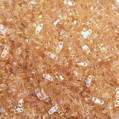 MIYUKIクォーターティラビーズ  日本製シードビーズ  2穴  （qtl251)透明ライトトパーズab  5x1.2x1.9mm  穴：0.8mm  約4800個/100g&nbsp;SEED-J020-QTL251