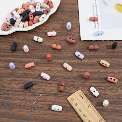 64 шт. двухцветные пластиковые пуговицы с тремя отверстиями DIY-GF0011-43